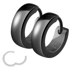 Paire d'anneaux fermés à clip simple bombé 4 mm acier noir 316L SE2003-K