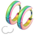 Paire d'anneaux fermés à clip simple bombé fin acier multicolore 316L SE2002-W