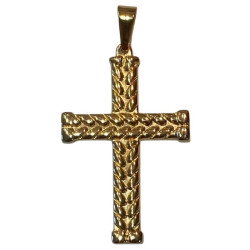 Pendentif croix tressée acier doré HPD470D