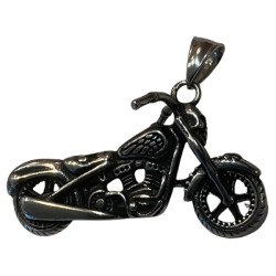 Pendentif moto avec crâne et ailes 3D acier HPD221
