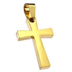 Pendentif croix simple PM acier doré SSPM-7058-G