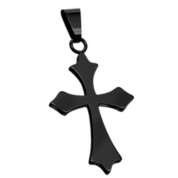 Pendentif croix gothique PM acier noir SSPM-7060-K